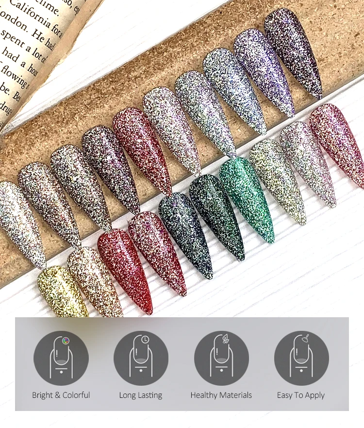 Hot Sale Brocade Flash Gel Bling Effect Nail Gel Manufacture High Quality Nail Gel Polish