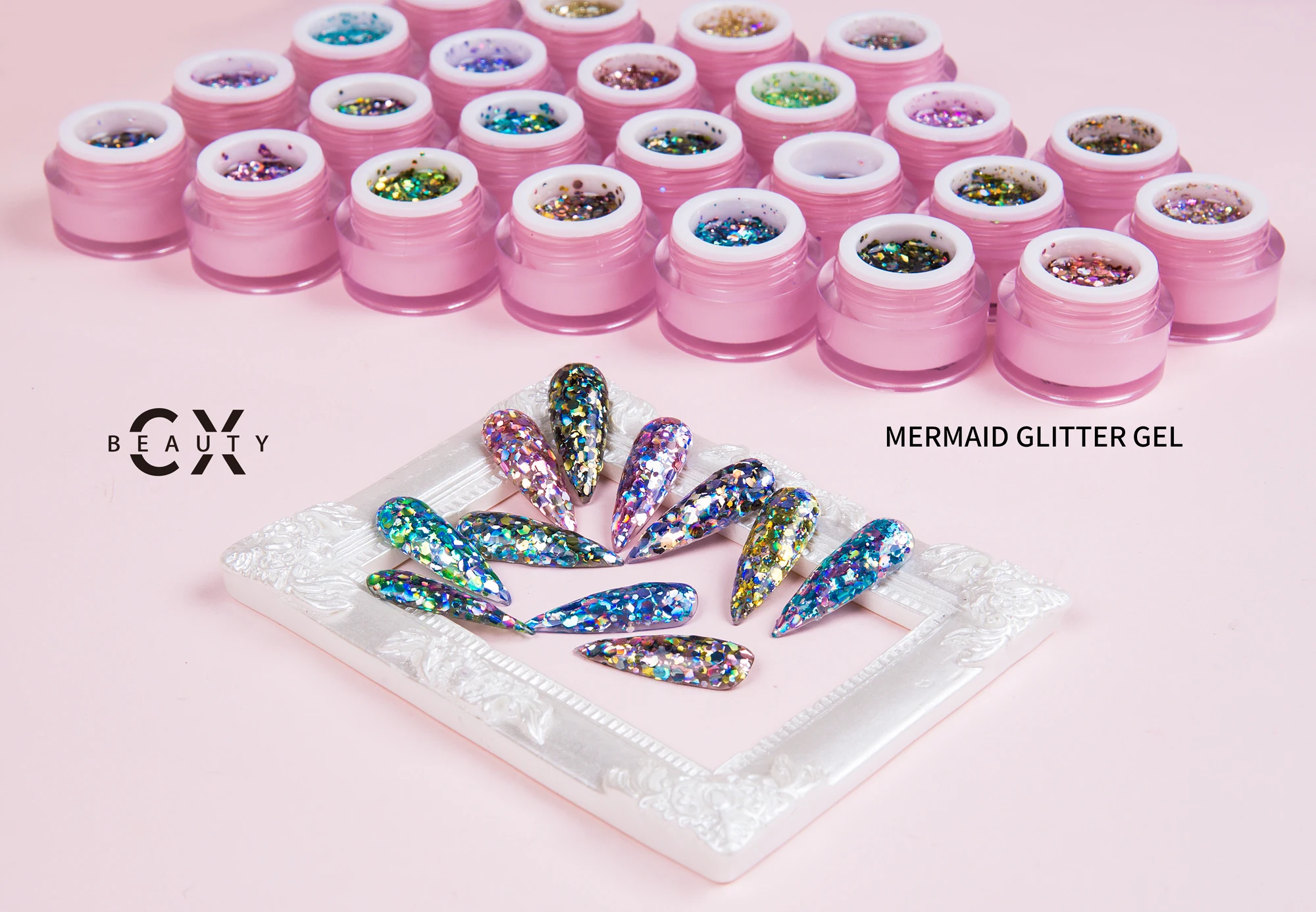 New shiny mermaid glitter gel 24 colors bling glitter gel for nail gel polish