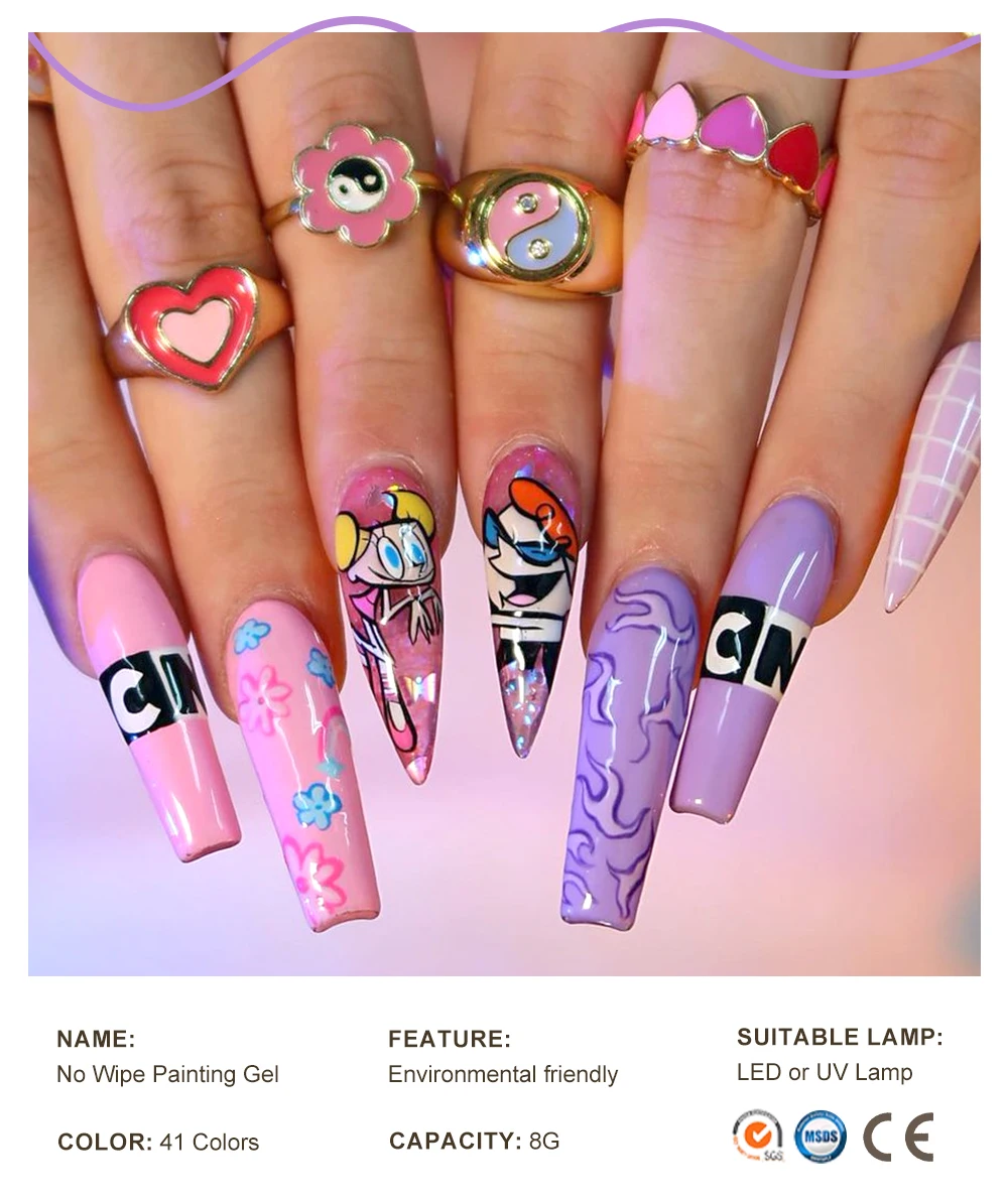 OEM/ODM No Wipe Painting Gel High Quality for Nail Art Stamping Gel 2 in 1