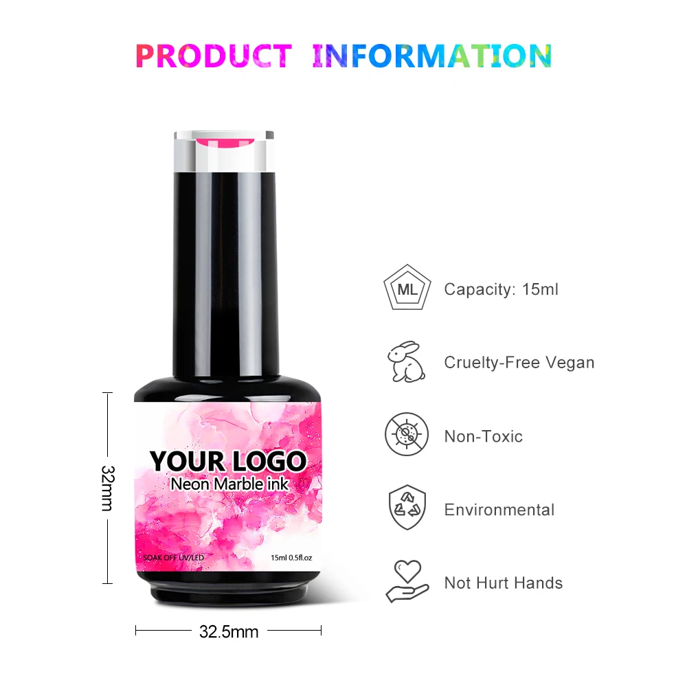 Free Sample OEM/ODM Neon Mable Ink for Nail Salon Professional Nail Supply