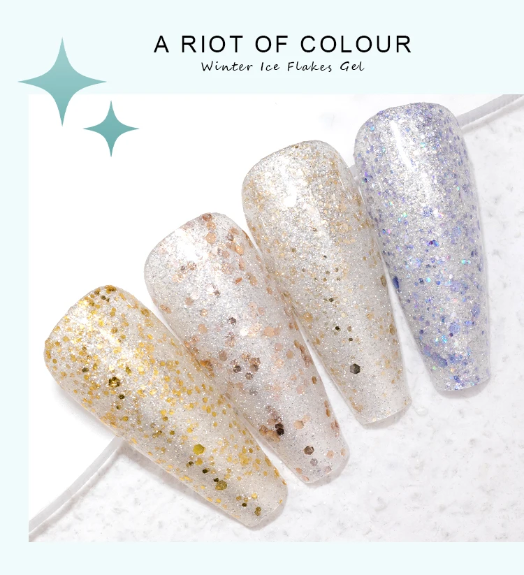 Fashion Design High Quality Winter Ice Flake Gel Free Samples Factory Price Wholesale UV Gel Polish