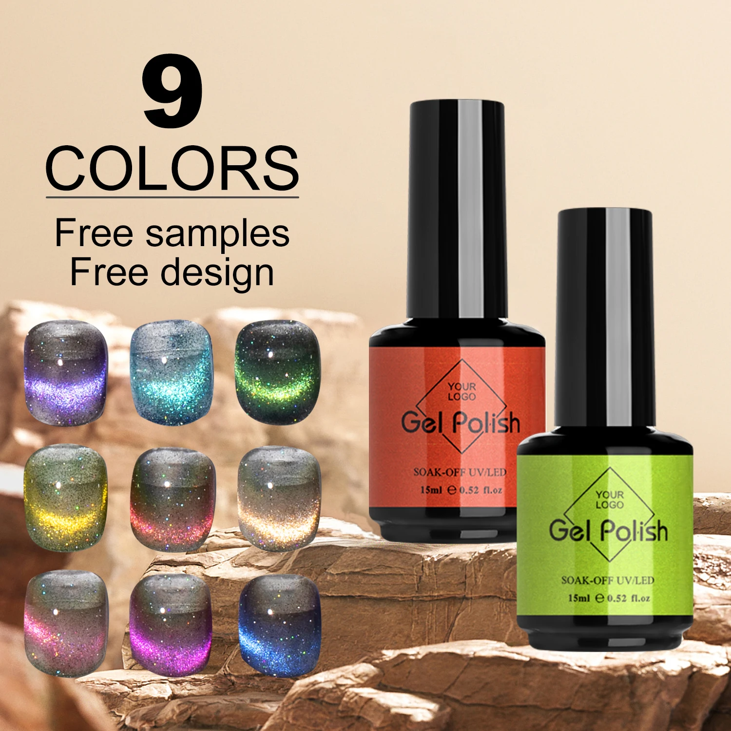 Factory price Free Sample Private Label Design 3000 color cat eye 15ml uv gel polish