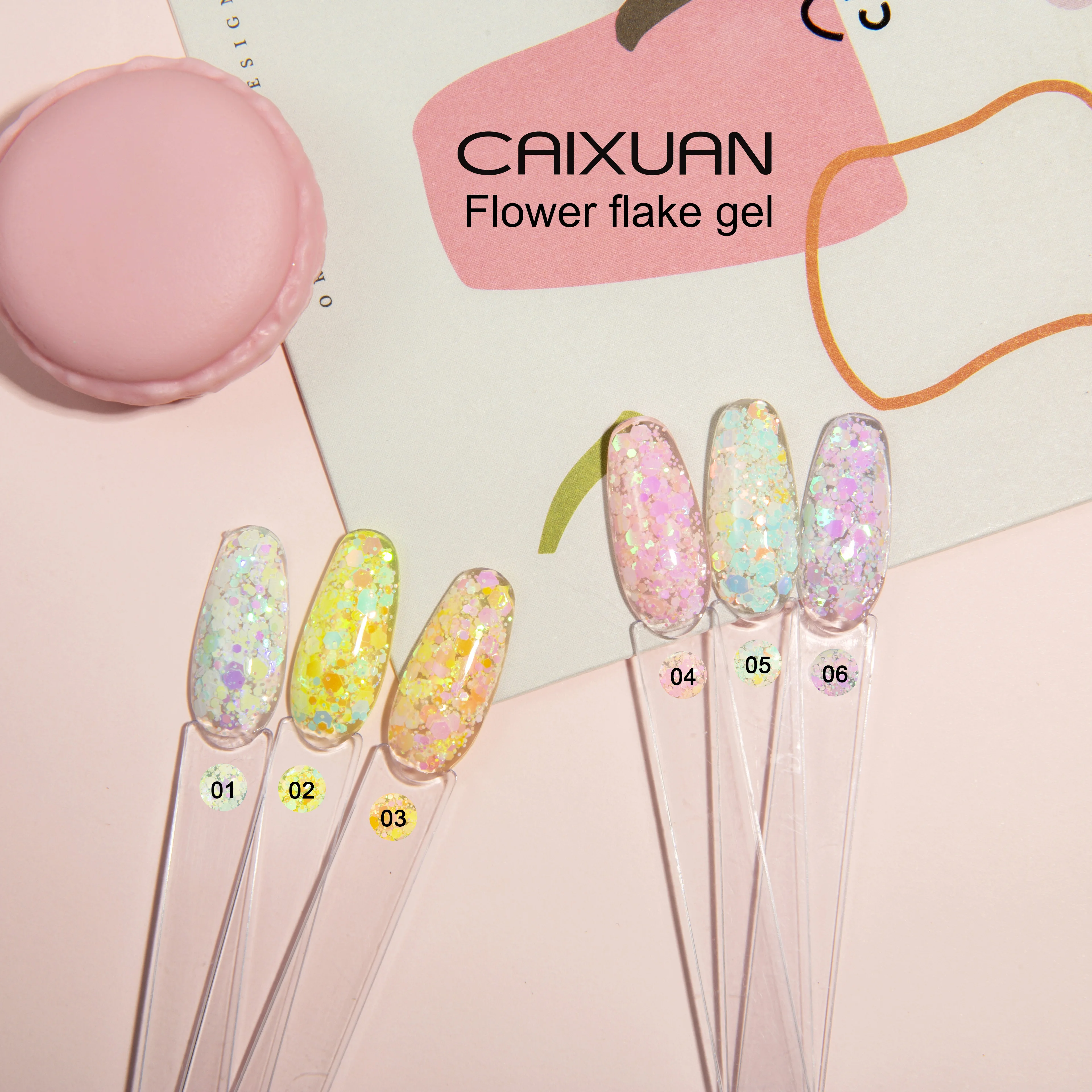 The Caixuan new arrival flower flake gel big glitter shinny uv gel