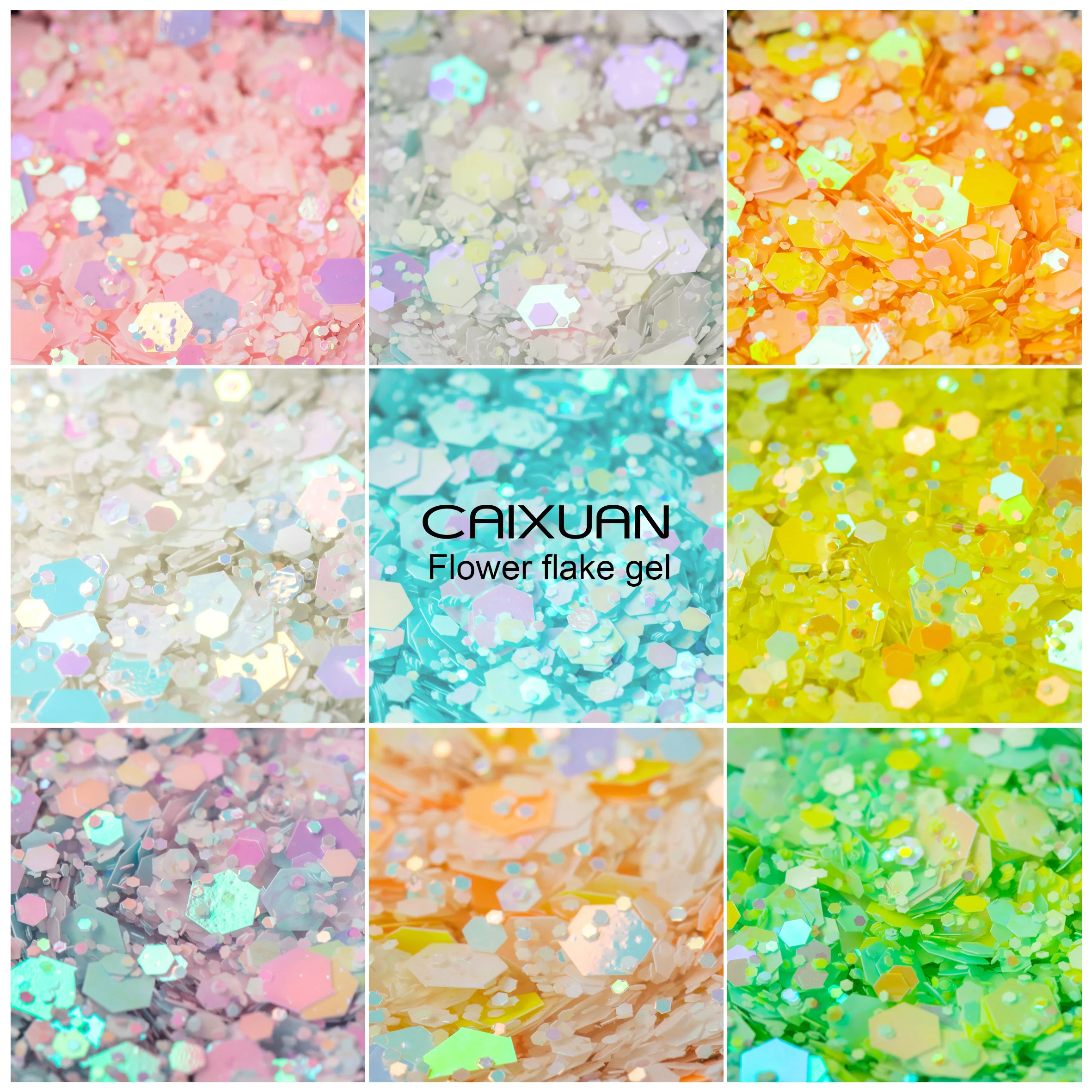 The Caixuan new arrival flower flake gel big glitter shinny uv gel