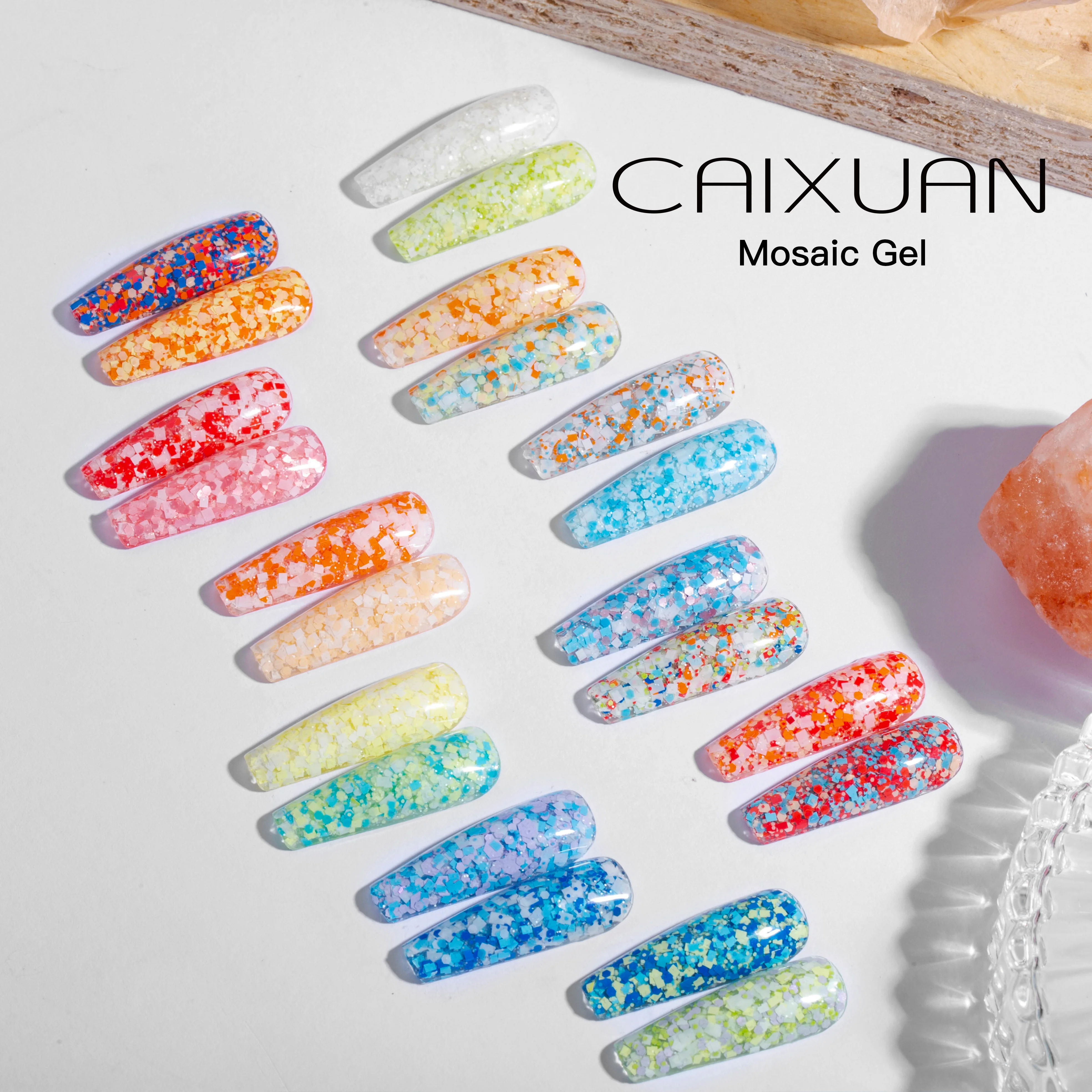 Caixuan Nail Supplier Free Sample Mosaic Gel 22 Colors Hot Sale Private Label