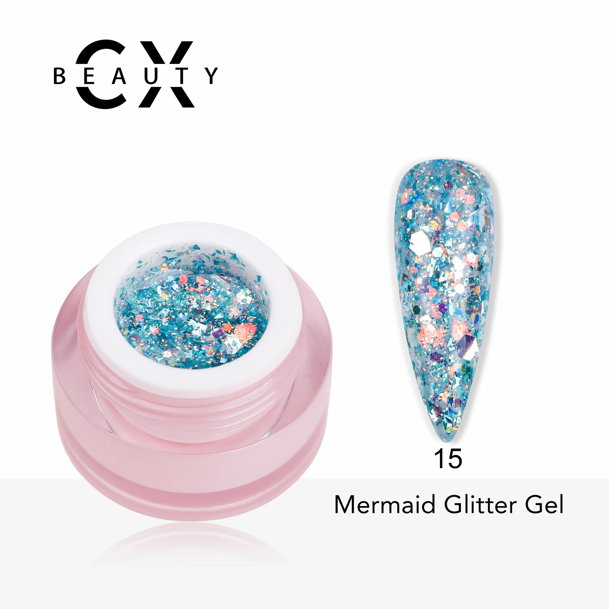 The CX beauty wholesale super shiny big glitters gel nails mermaid glitter gel