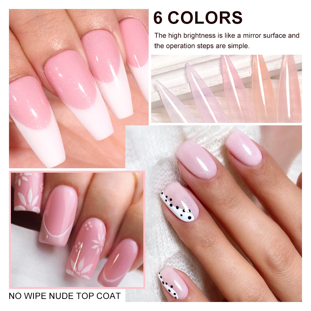 Nails Wholesale Functional Gel No Wipe Nude Top Coat Nail Art