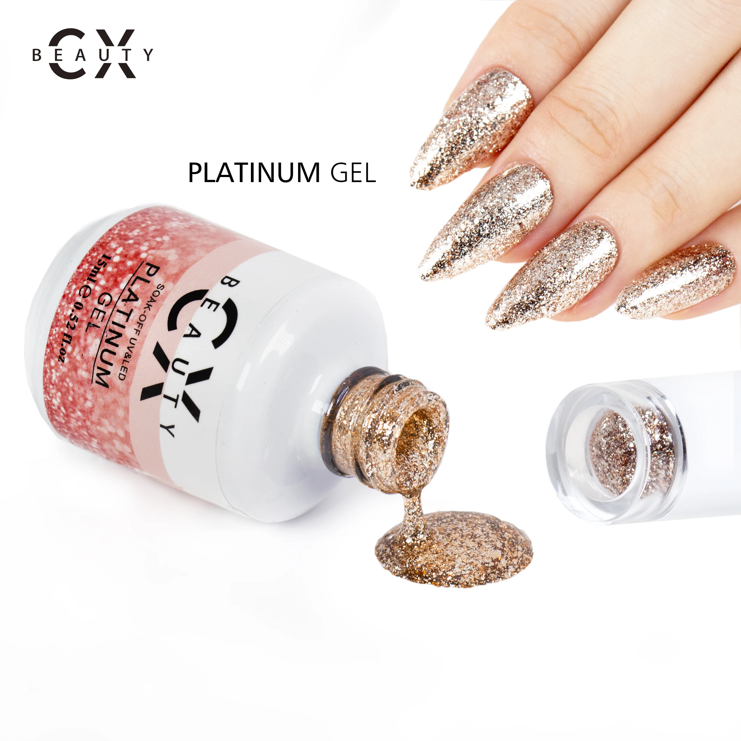 34 Colors Luxurious Platinum UV gel Polish Glitter Nail Supplier Gel Polish