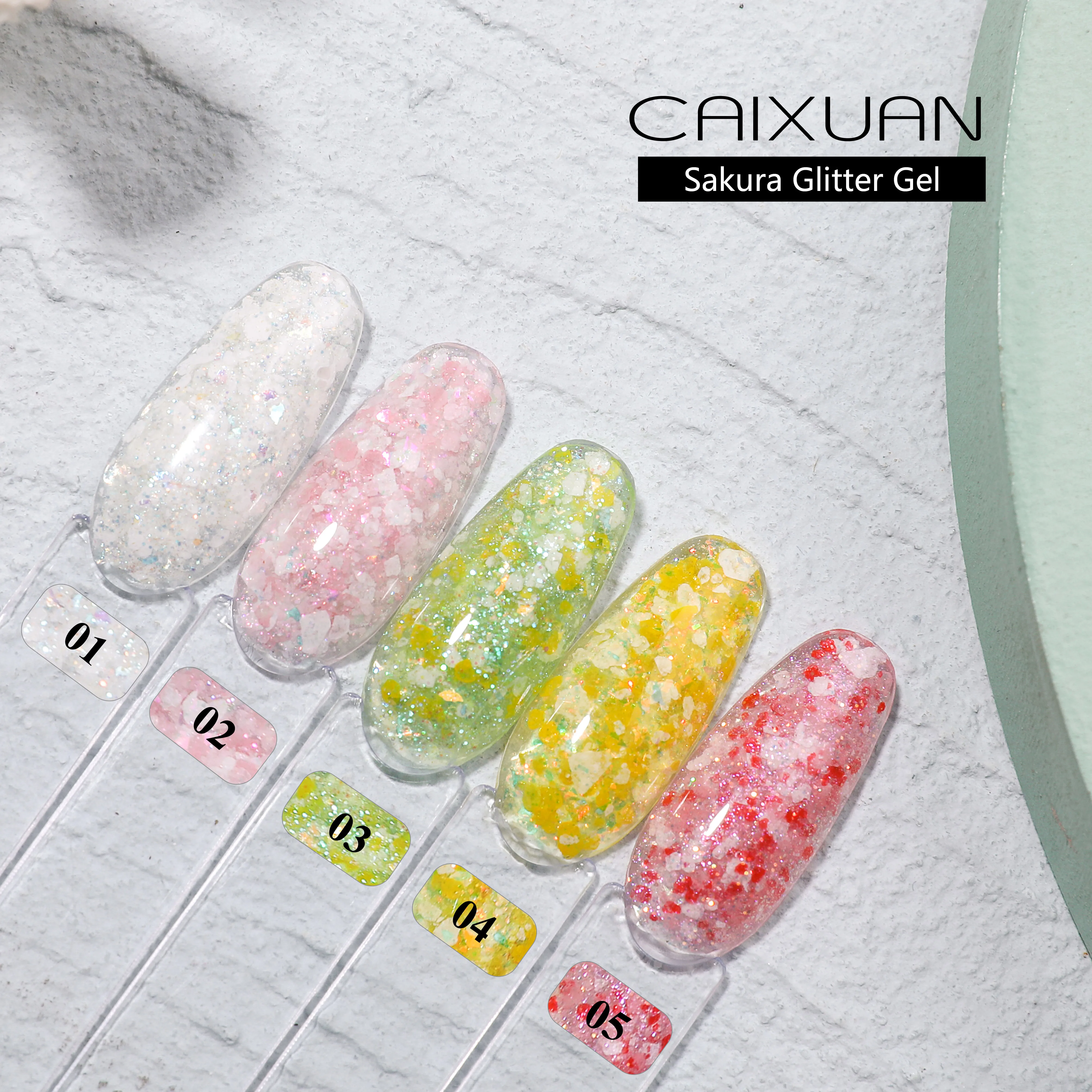 Caixuan new arrival Sakura glitter gel uv gel soak off