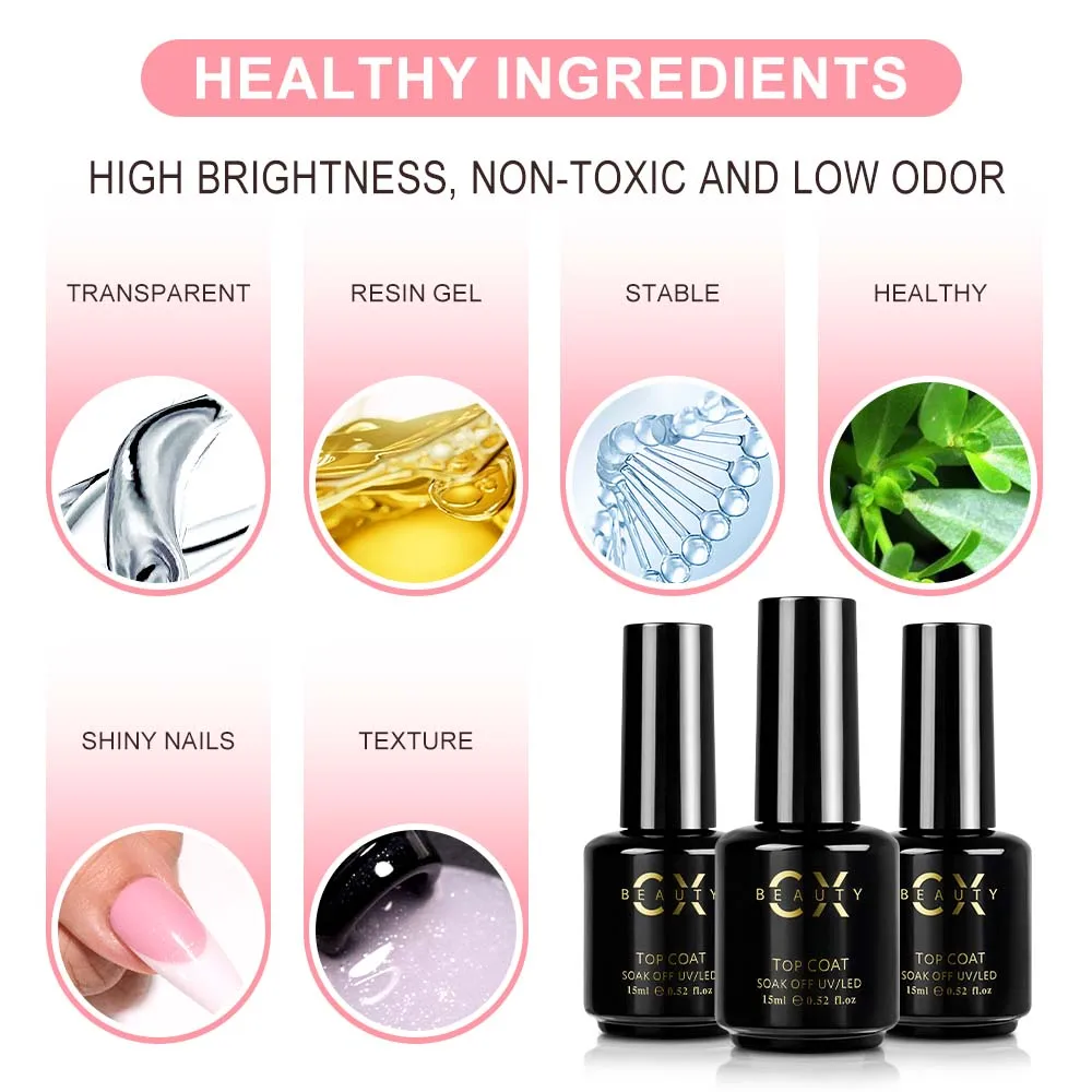 Nails Wholesale Functional Gel No Wipe Nude Top Coat Nail Art