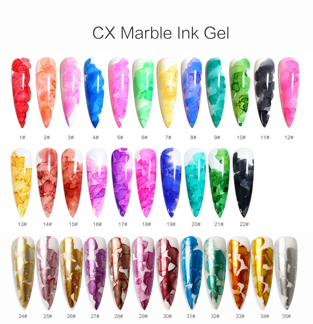 New wholesale price Marble Ink Gel uv gel polish Watercolor Dye Blossom Liquid Nail with 35 Colors
