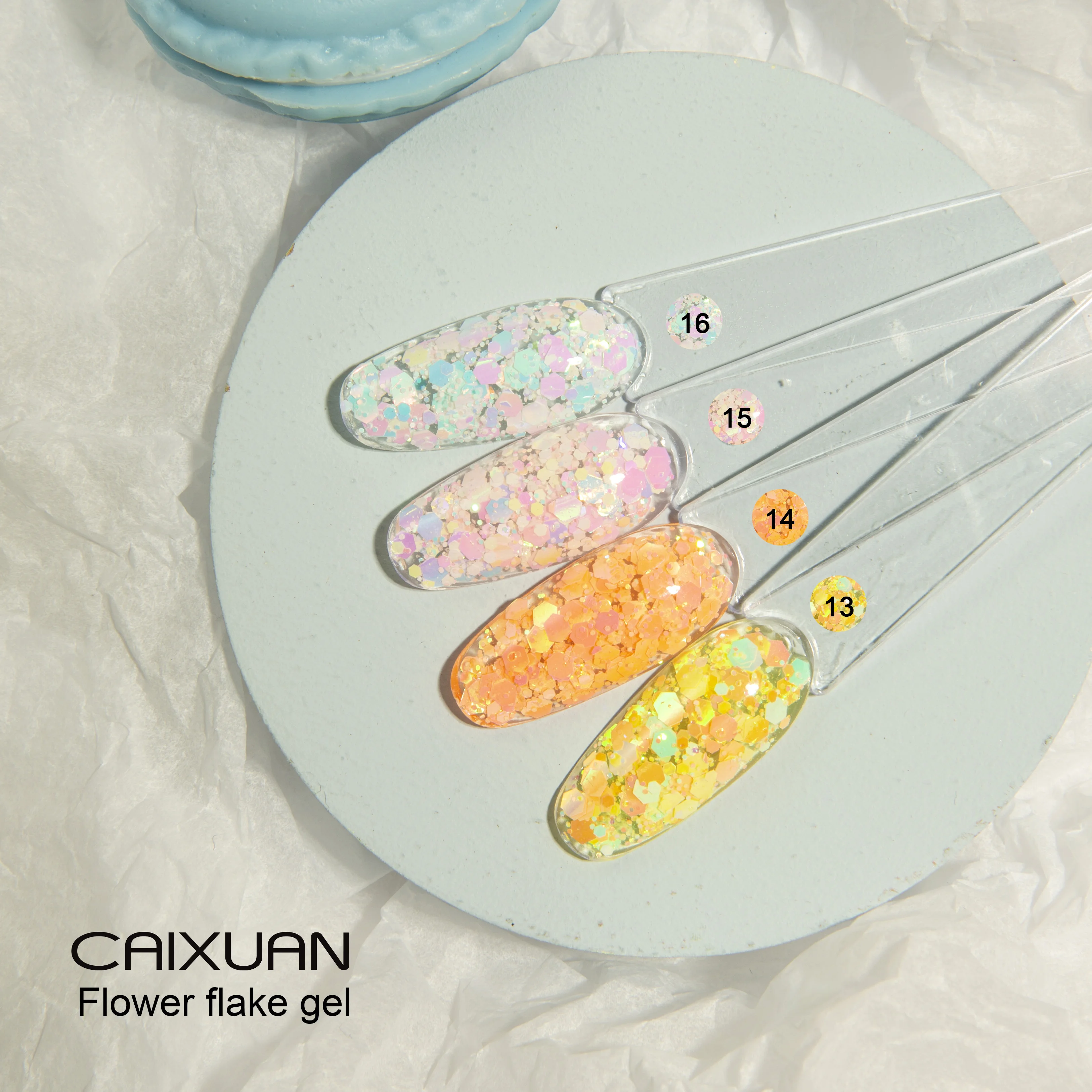 The Caixuan new arrival flower flake gel big glitter shinny uv gel