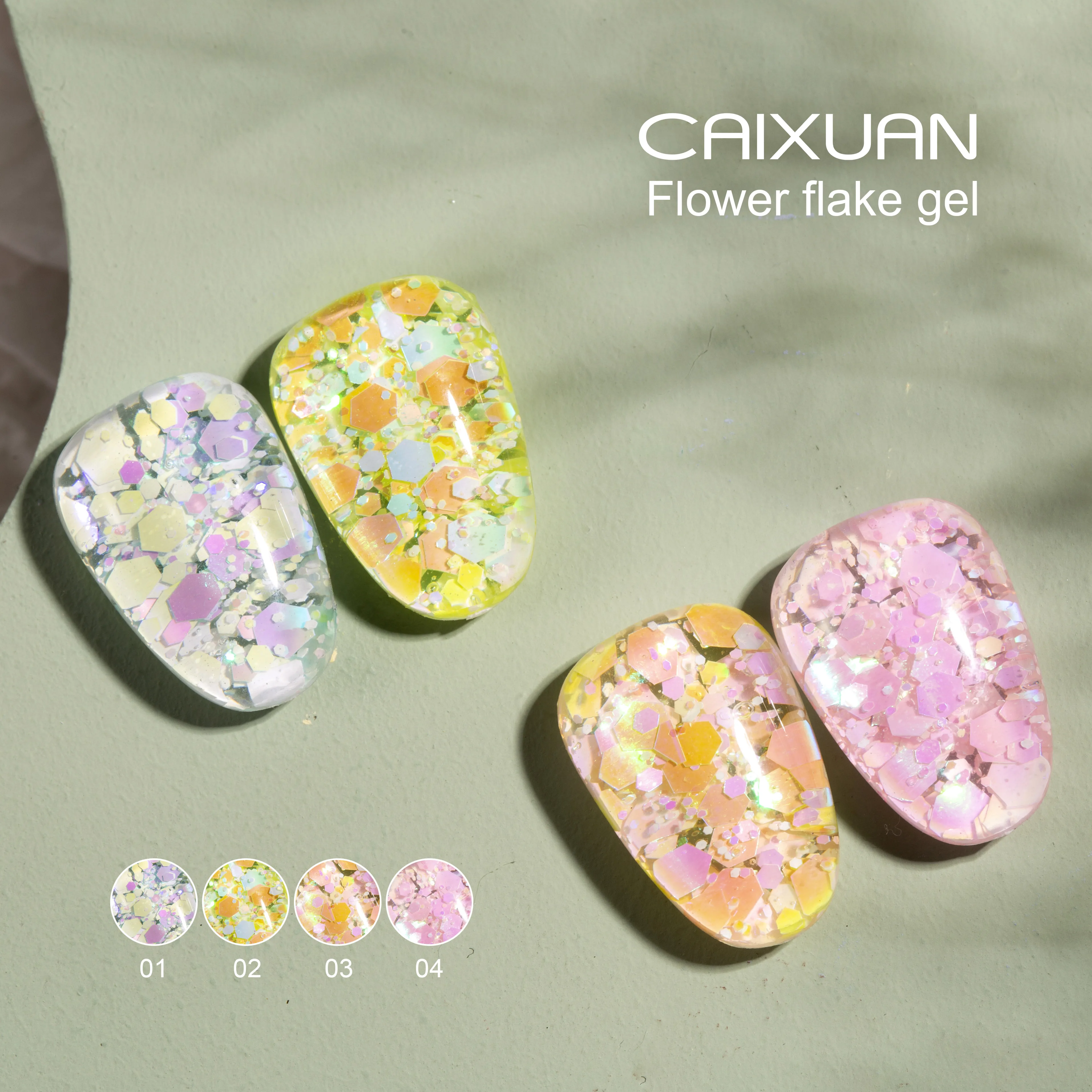 The Caixuan new arrival flower flake gel big glitter shinny uv gel