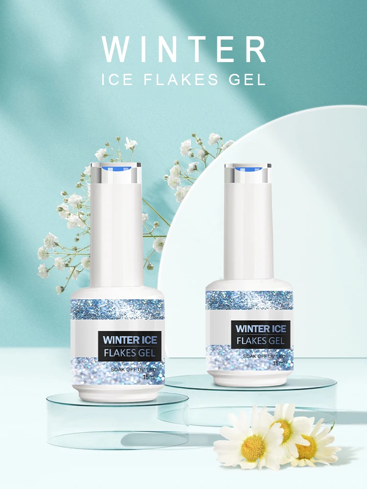 Fashion Design High Quality Winter Ice Flake Gel Free Samples Factory Price Wholesale UV Gel Polish