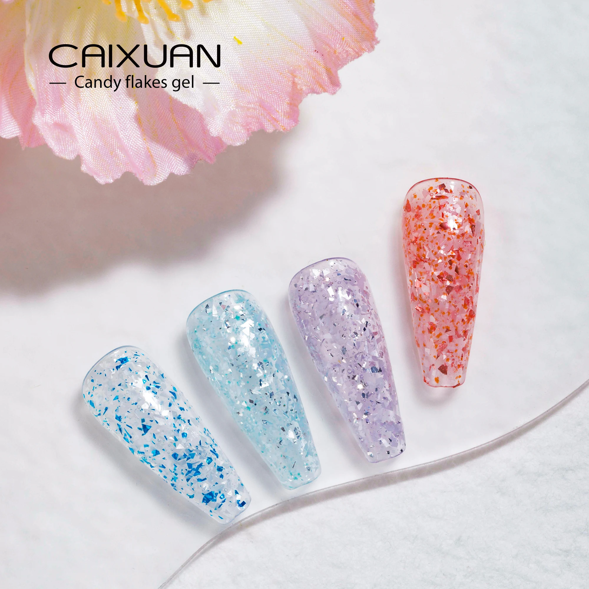 private label led UV candy flakes gel nude color nail candy Snowflakes gel