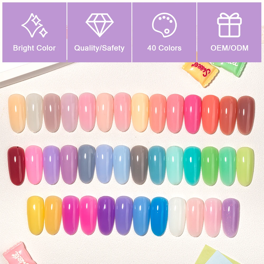 Hot Sale Candy Rubber Base for Your Nail Design Color Rubber Base