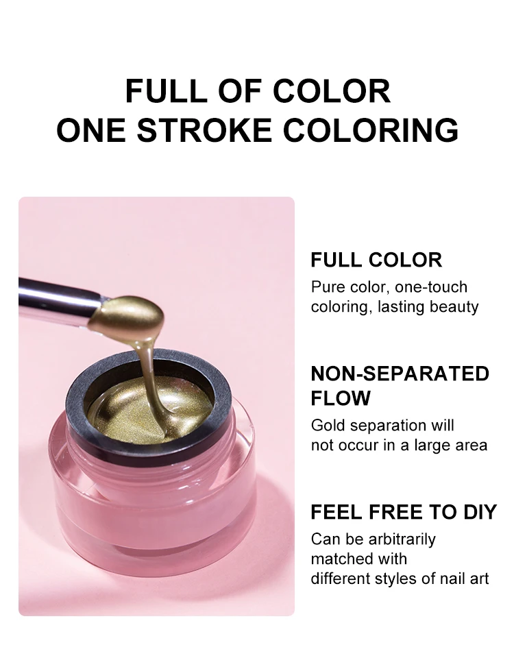 Non-toxic New Arrival Metallic Painting Gel for Nail Art UV Gel Polish