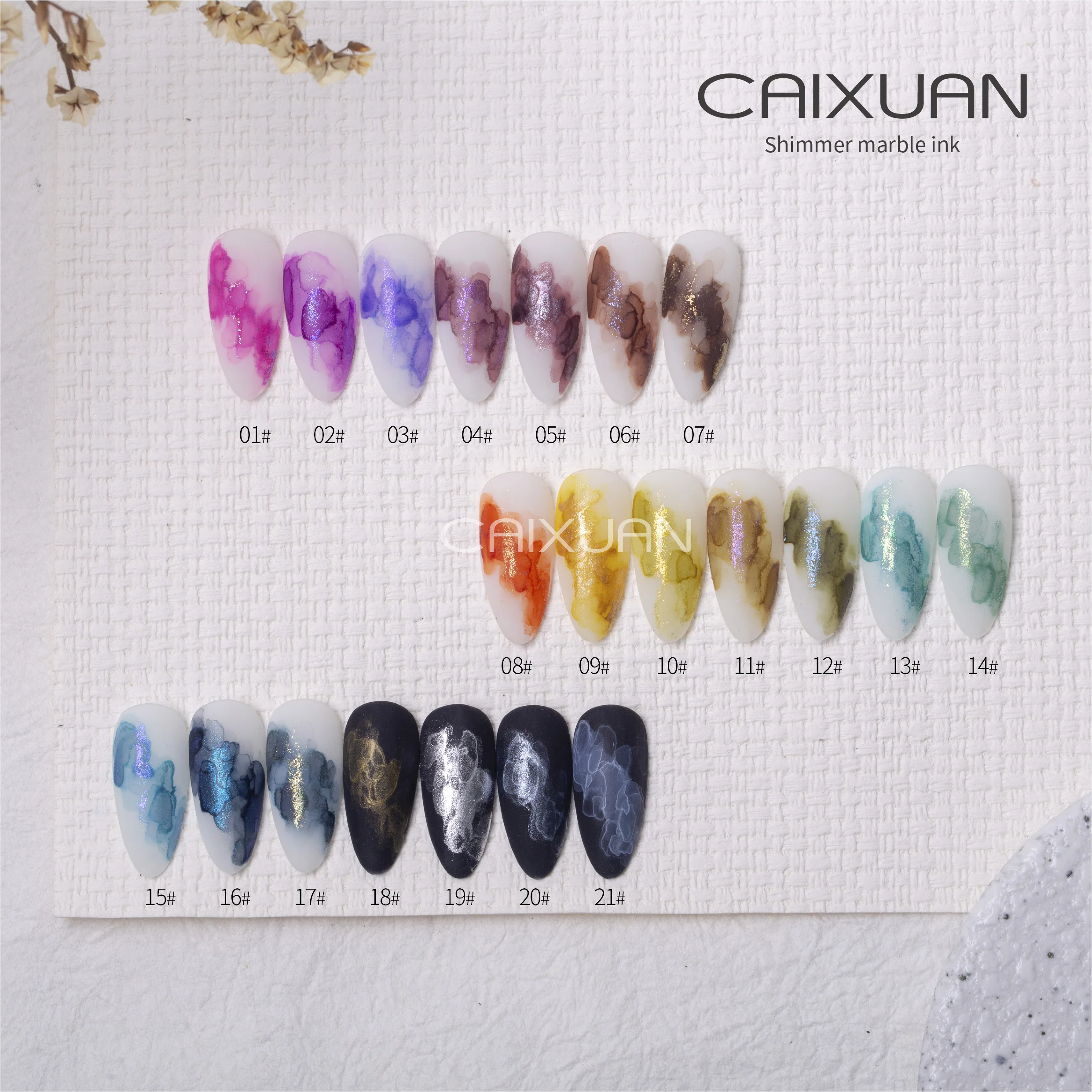 Custom private label shimmer blossoming gel nail art marble ink