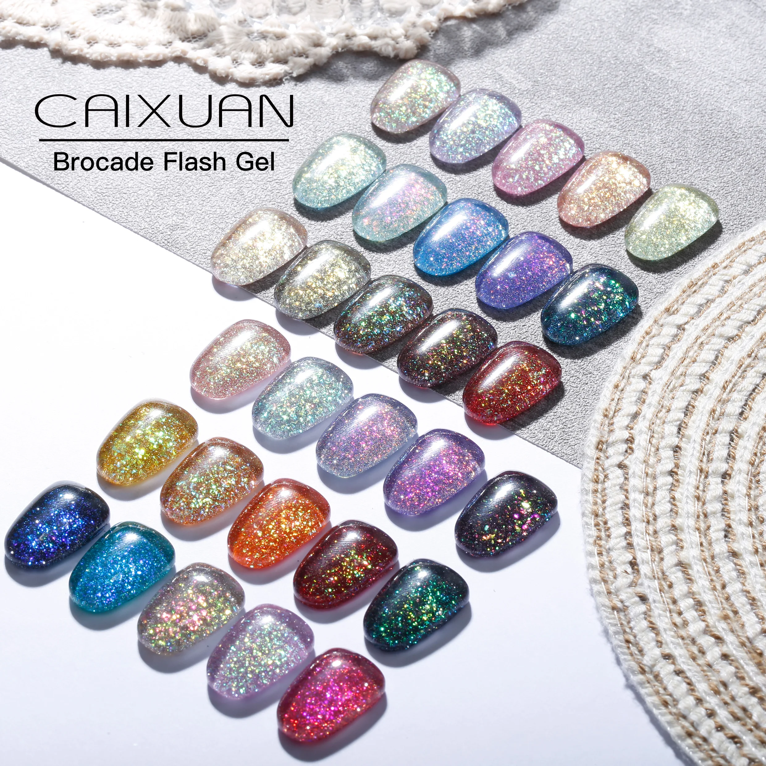 New arrivals Aurora star gel 16 colors bling glitter gel for nail gel polish
