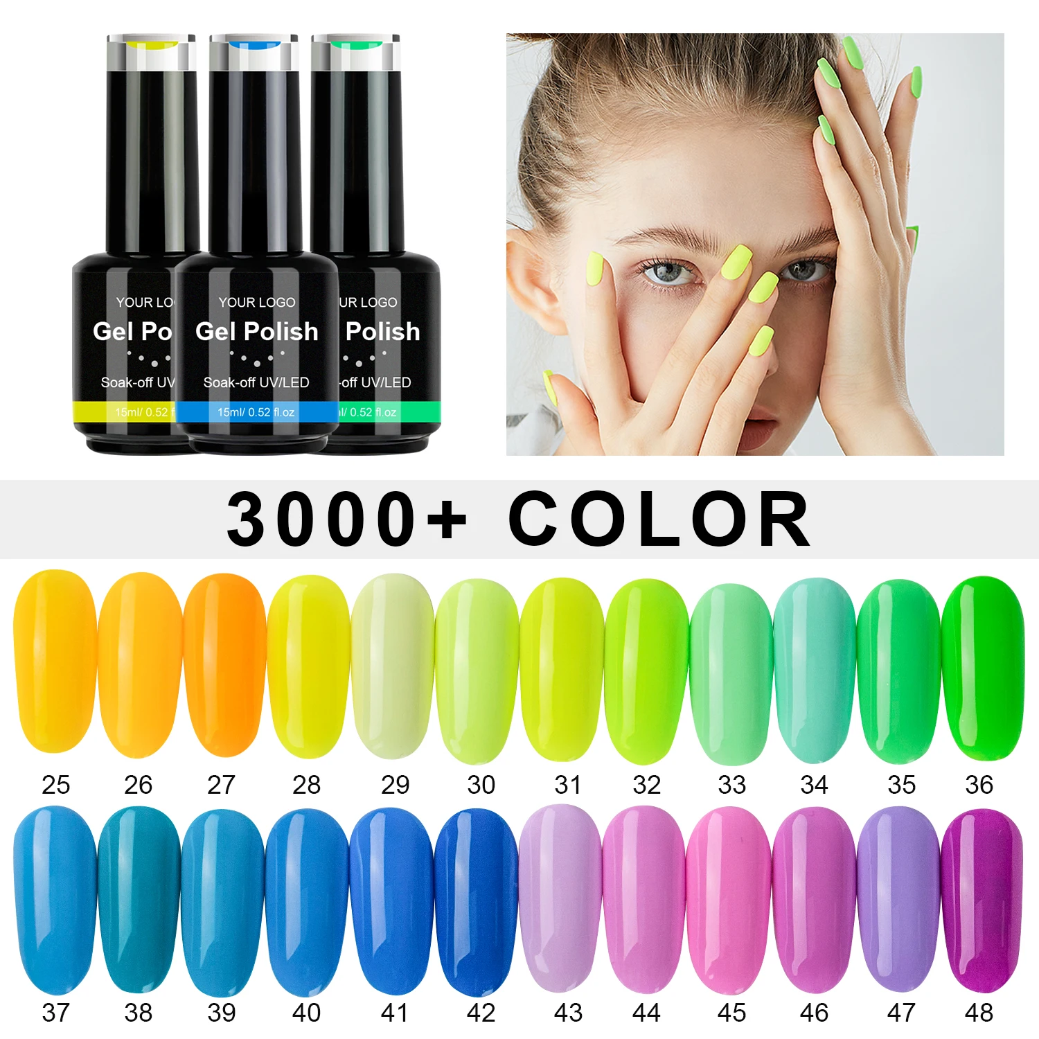 High Quality OEM ODM Private Label Long lasting low moq 48 Colors Neon color Gel Polish
