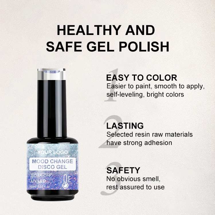 Nail Supplies Mood Change Disco Gel Reflective UV Gel Polish OEM/ODM
