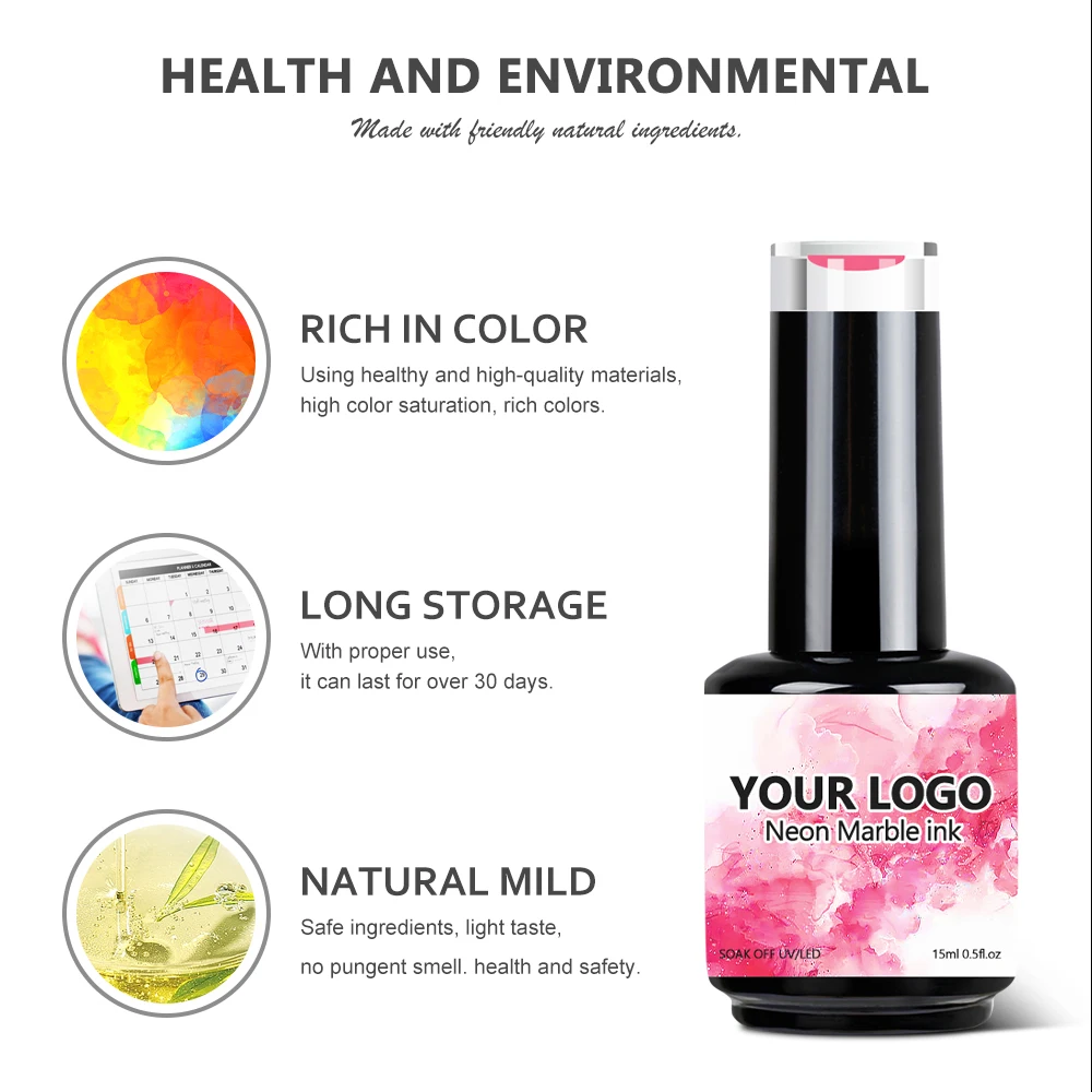 Free Sample OEM/ODM Neon Mable Ink for Nail Salon Professional Nail Supply