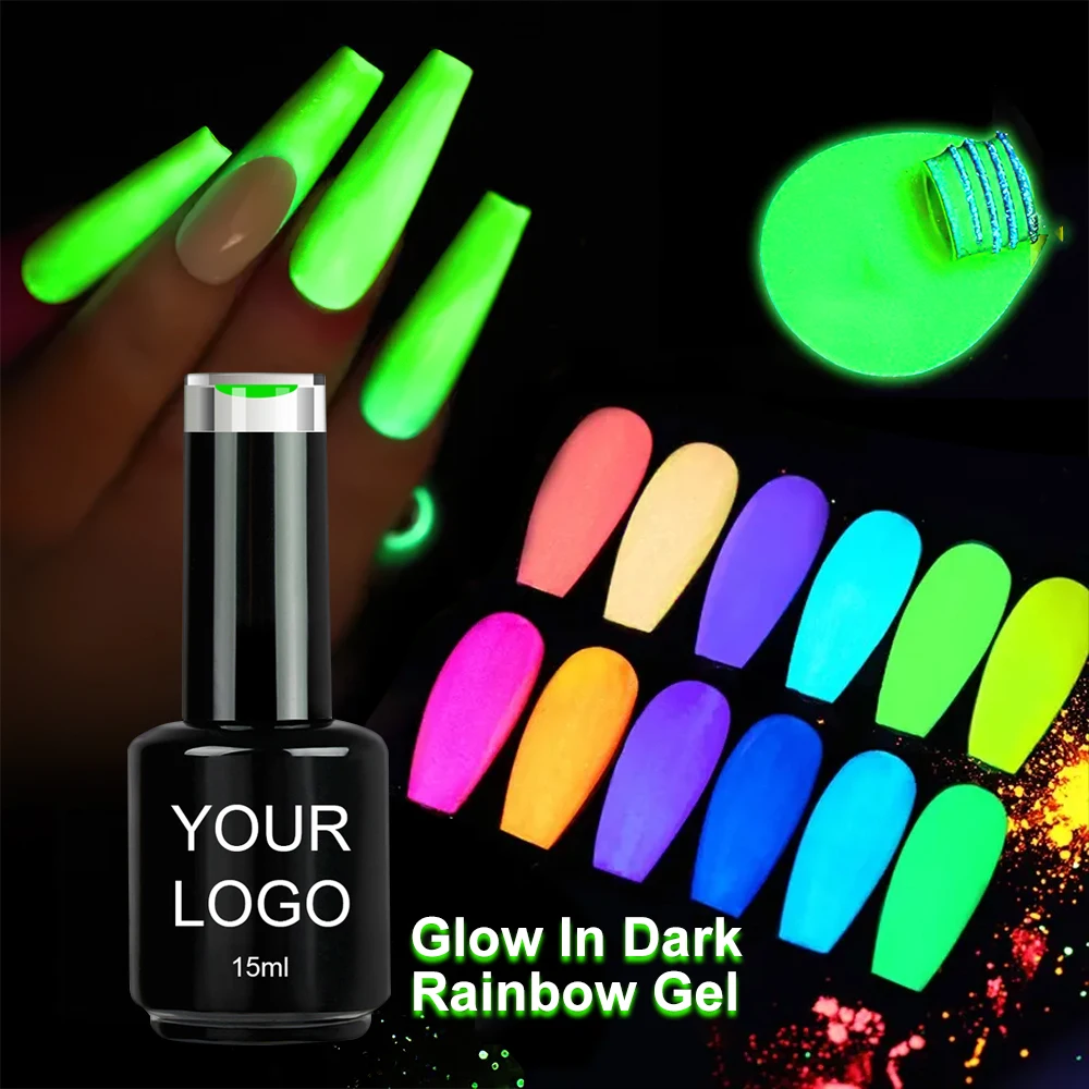 Non-toxic Good Quality Glow in Dark Rainbow Gel 36 Colors for Choice UV Gel