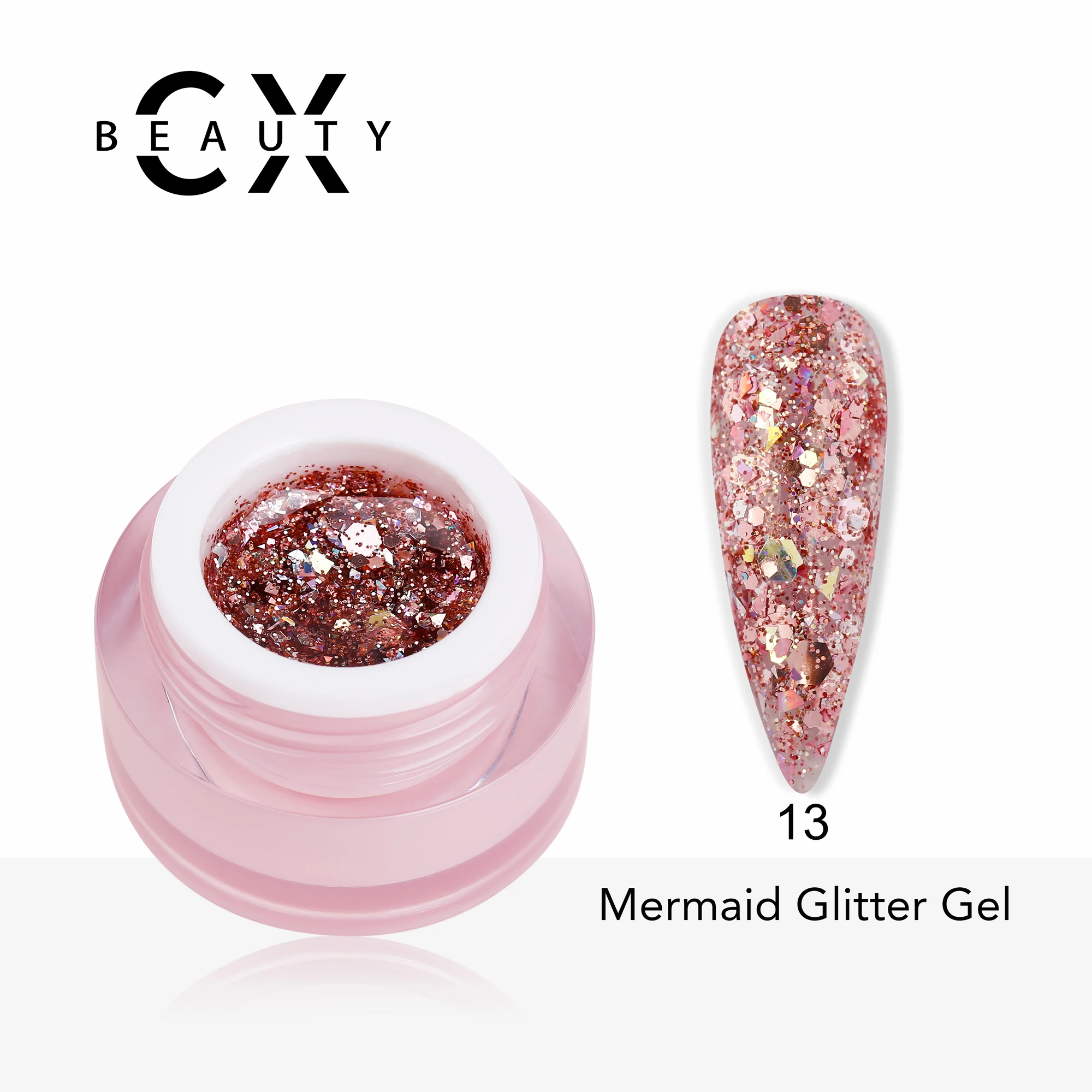 The CX beauty wholesale super shiny big glitters gel nails mermaid glitter gel