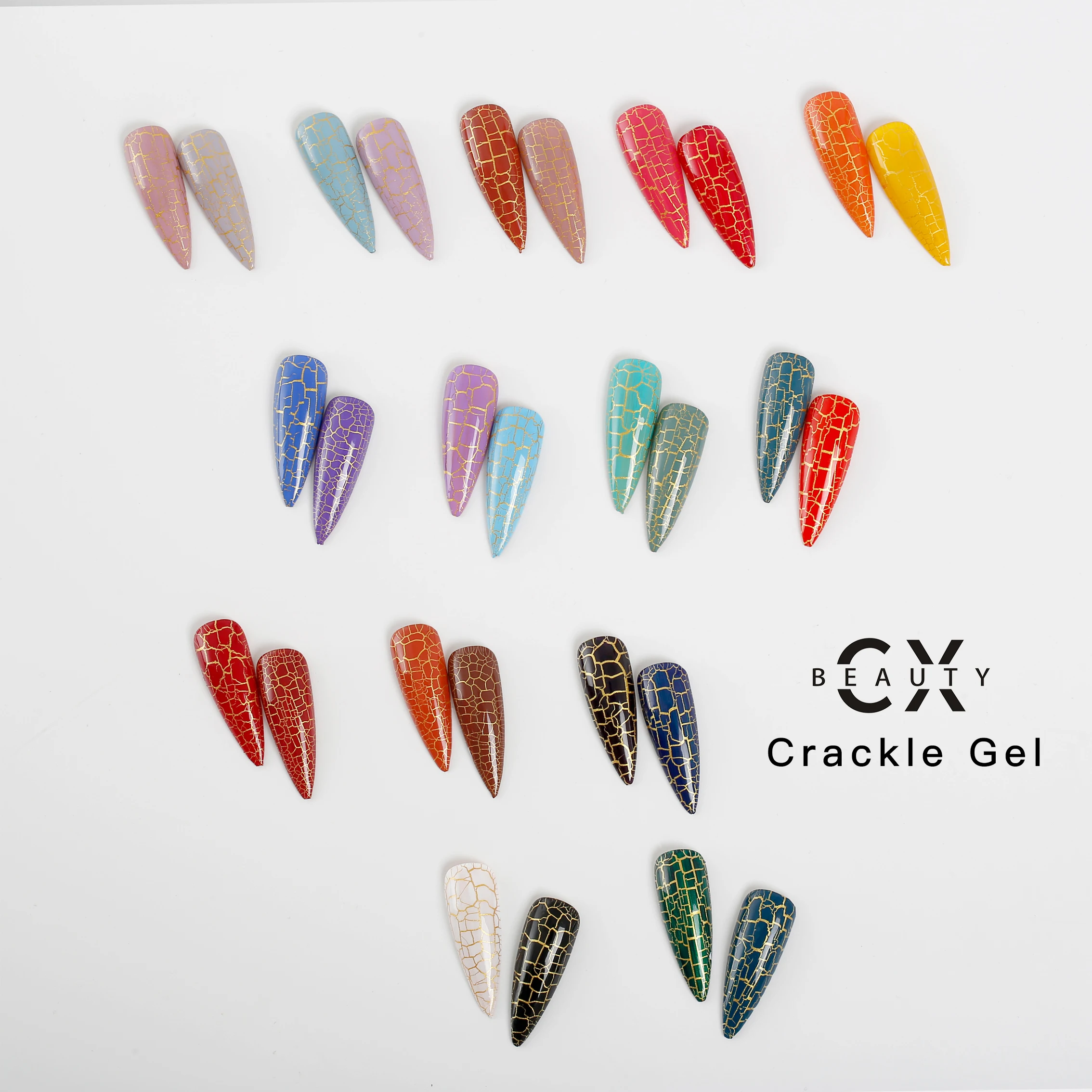 Professional CX nail polish oem factory 28 colors crackle uv gel polish for nails