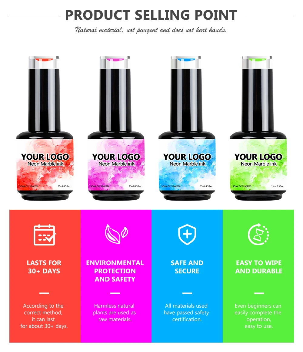Free Sample OEM/ODM Neon Mable Ink for Nail Salon Professional Nail Supply
