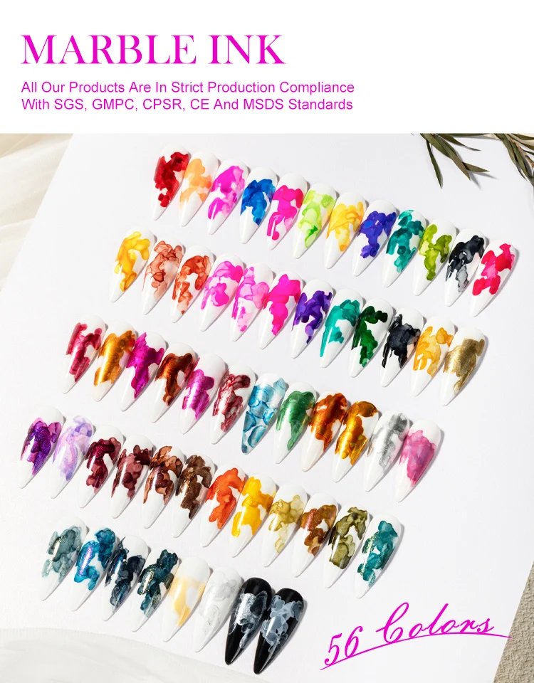 Wholesale OEM/ODM Mable Art Ink for Nail Salon 56 Colors Mable Ink