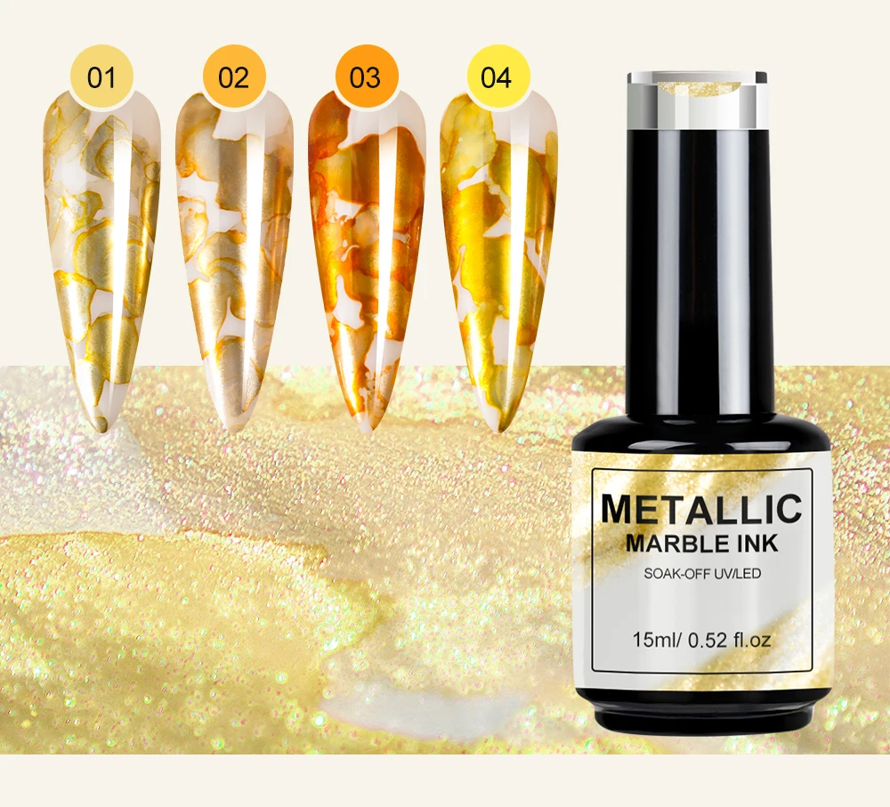 Gel Polish 15ml Metallic Mable Ink Gel Nail Polish Uv Light Nails Gel Polish
