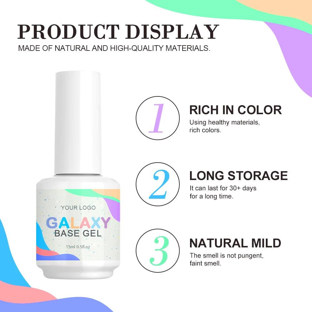 Factory Wholesale Free Samples Galaxy Base UV Gel Nail Polish Private Label Galaxy Glitter Gel