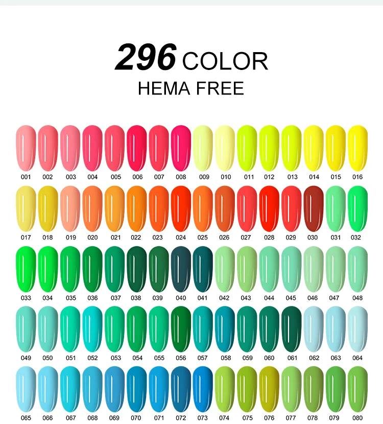 Free Sample Hema Free 296 Color Gel for Nail Salon Professional Nail Supply Gel Nail Polish
